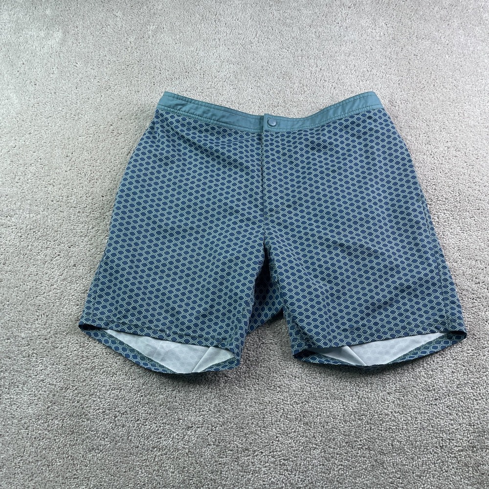 GenTeal Swim Shorts Mens Large Blue Geometric 2 in 1 Lined Performance Trunks